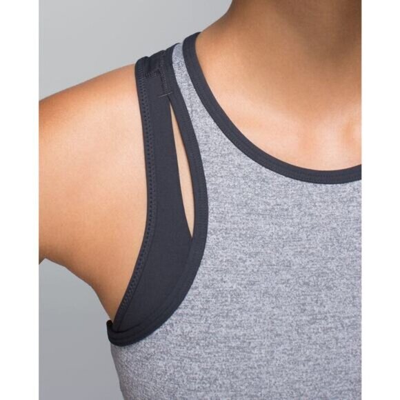 LULULEMON Inspiration Tank Sz 4 Heathered Slate / Deep Coal - Picture 3 of 10